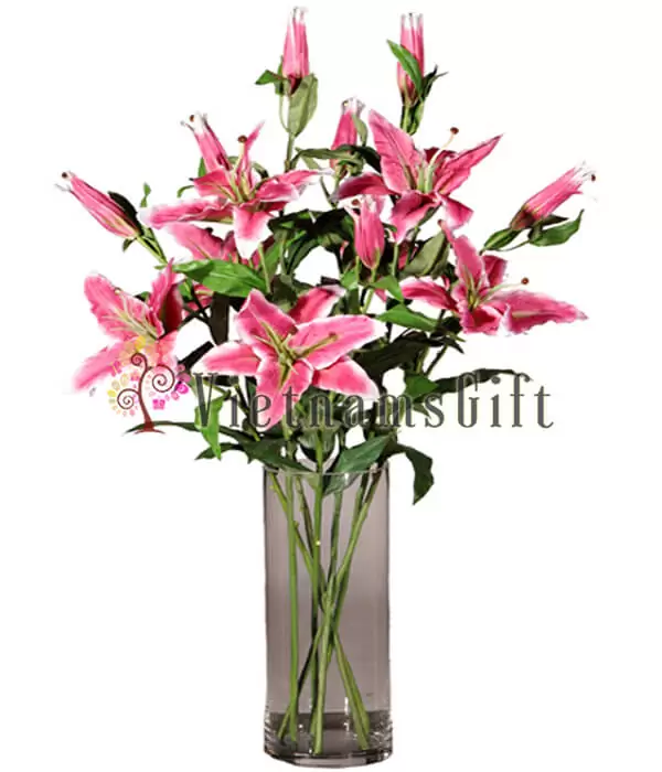 Two Dozen Lilies In Vase