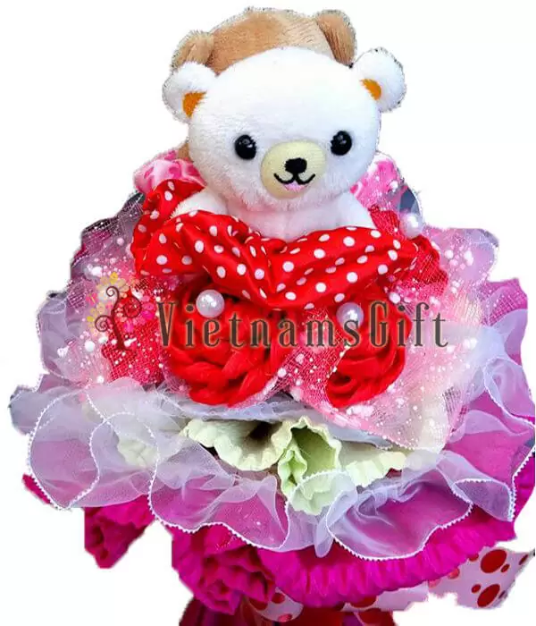Artificial Flowers With Bear