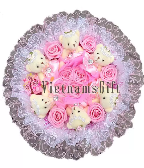 Artificial Flowers With Bear