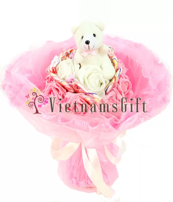Artificial Flowers With Bear