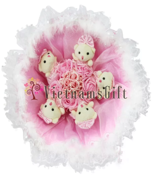 Artificial Flowers With Bear