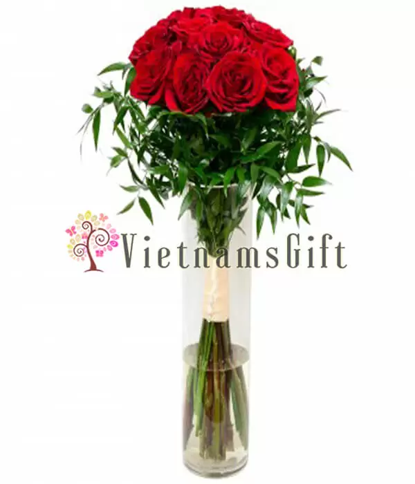 One Dozen Roses In the Vase